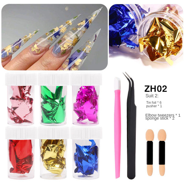 Thin Color Double-Sided Foil Paper Nail Color Foil Fragment Tool Set