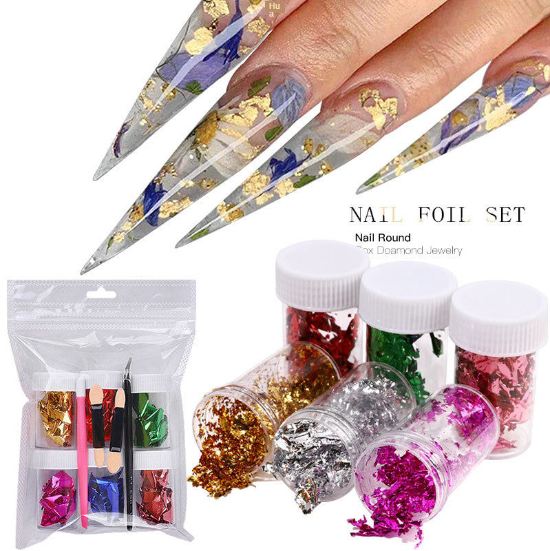 Thin Color Double-Sided Foil Paper Nail Color Foil Fragment Tool Set