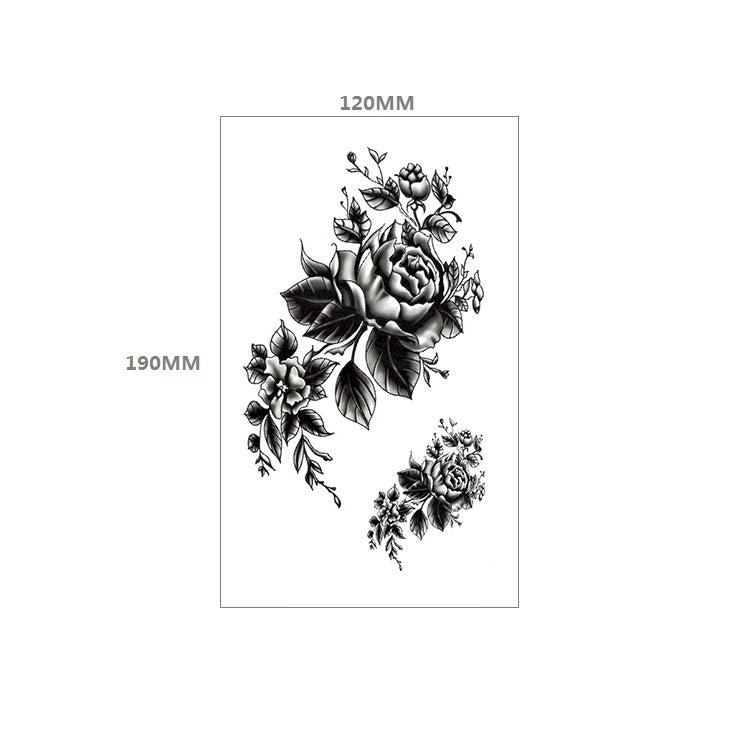 Waterproof And Long-lasting Totem plain Flower Dark Black Rose Flower Tattoo Stickers Spot Customization