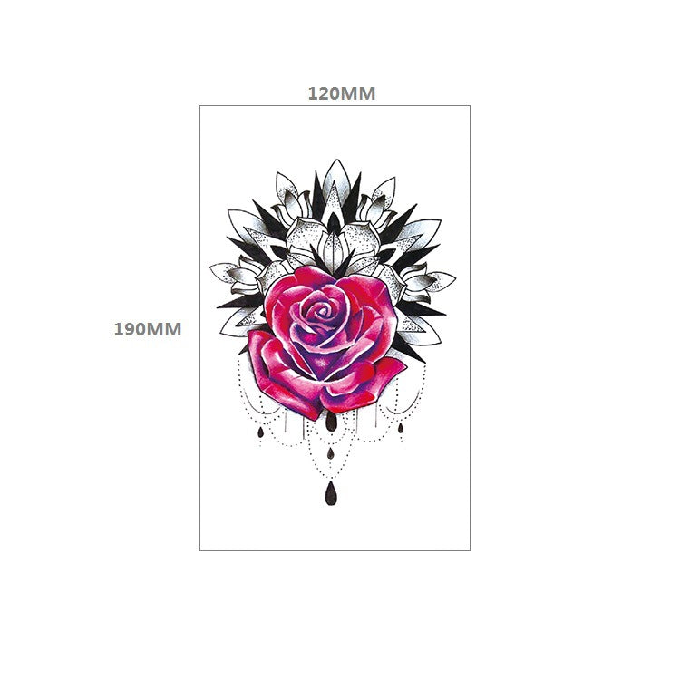 Waterproof And Long-lasting Totem plain Flower Dark Black Rose Flower Tattoo Stickers Spot Customization