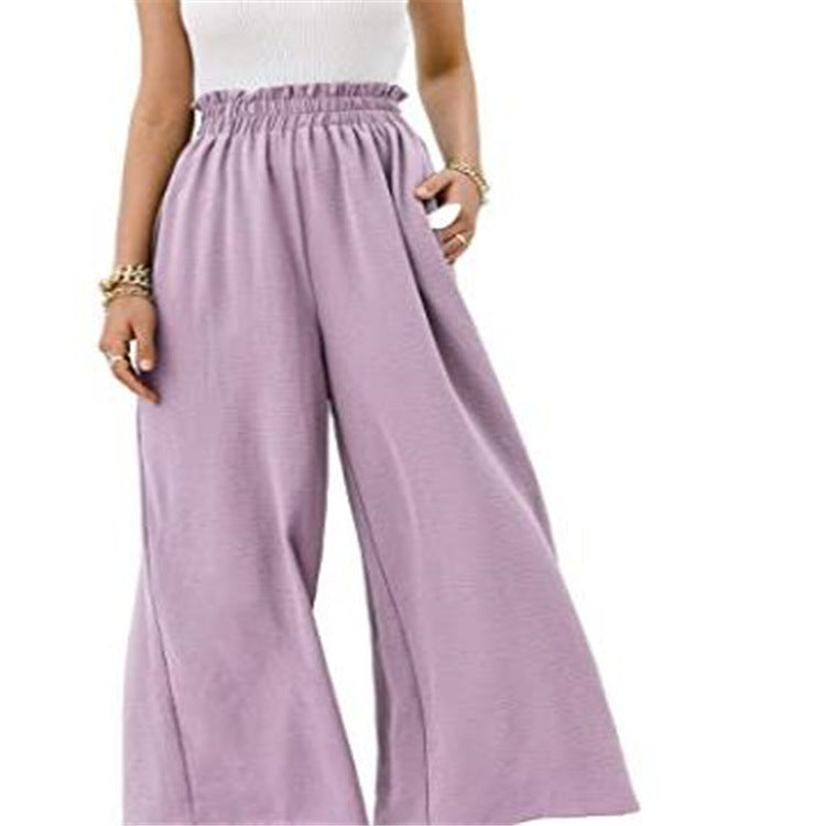 Wardrobe with Cotton Loose Fit Wide-leg Pants for a Slimming Look