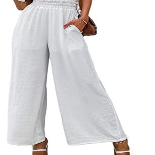 Wardrobe with Cotton Loose Fit Wide-leg Pants for a Slimming Look