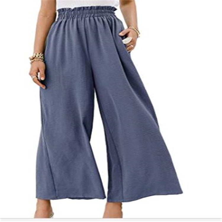 Wardrobe with Cotton Loose Fit Wide-leg Pants for a Slimming Look