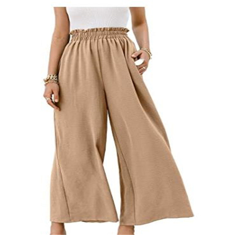 Wardrobe with Cotton Loose Fit Wide-leg Pants for a Slimming Look