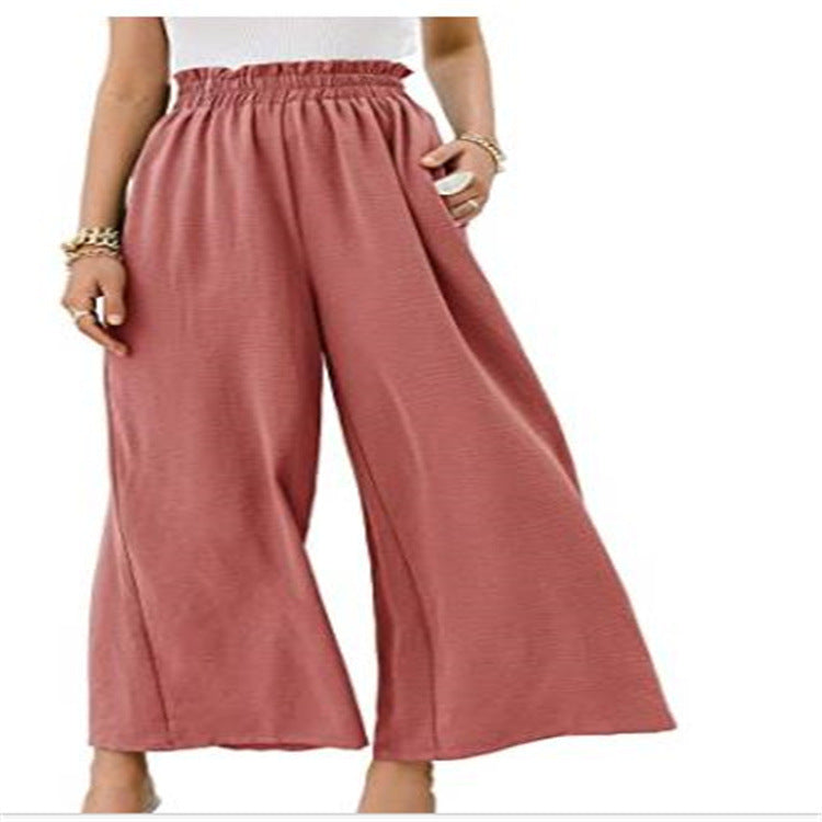 Wardrobe with Cotton Loose Fit Wide-leg Pants for a Slimming Look