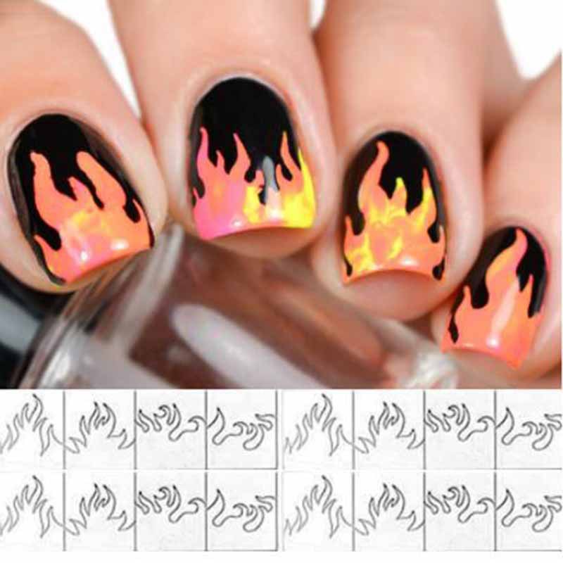 Nail Art Flame Star Paper Sticker Laser Sticker with Adhesive Aurora Decal