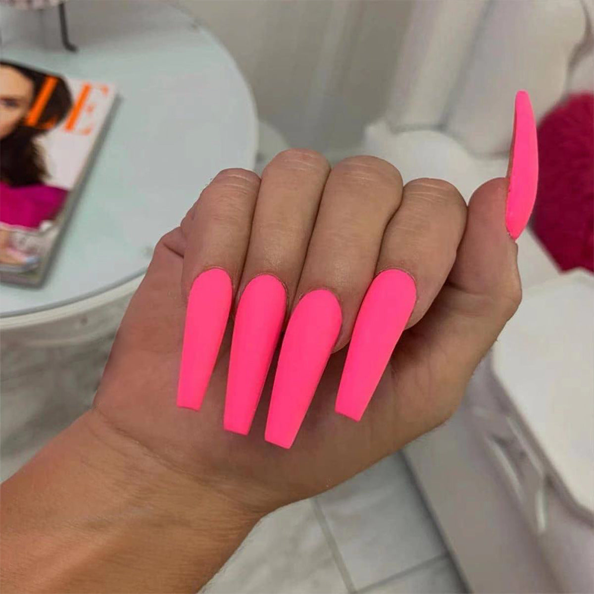 Solid Color Long Ballet Series Wearing Nail Finished Product False Nail Manicure Patch Nail Patch Waterproof Detachable