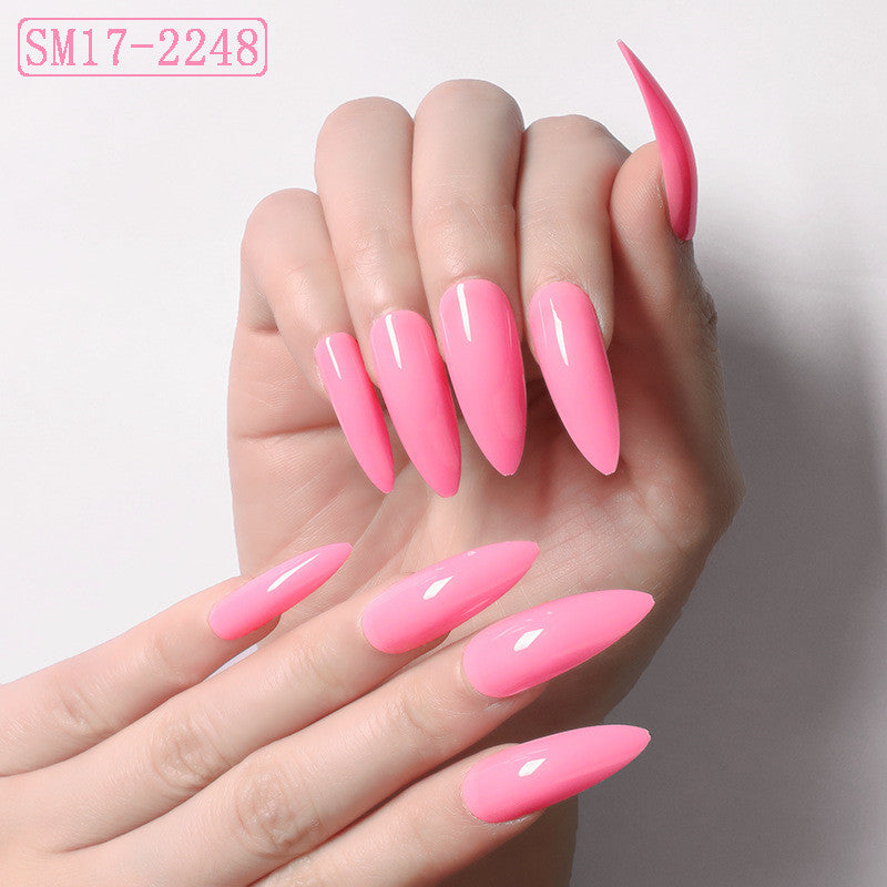 Positive Rred Long Pointed Oval False Nails