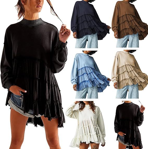 Women's Long-sleeved Pleated Chiffon Patchwork Fashion Dress