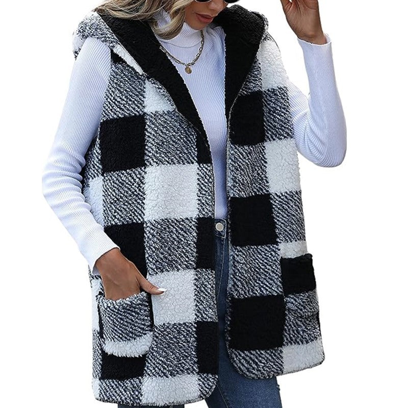 Warm Plush Cardigan Vest Solid Color