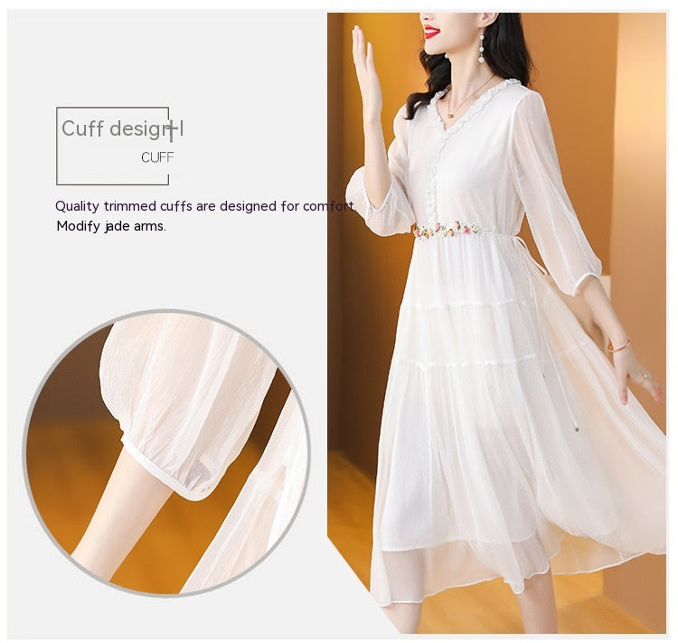 Women's Fashion Gentle Elegant Style Cinched Slimming Long Dress