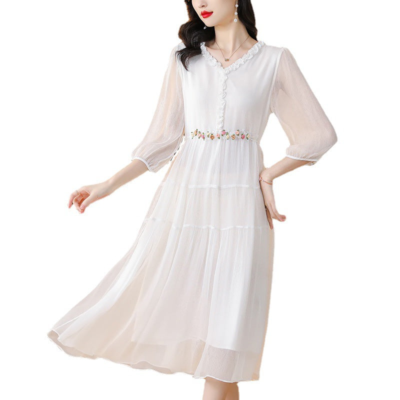 Women's Fashion Gentle Elegant Style Cinched Slimming Long Dress