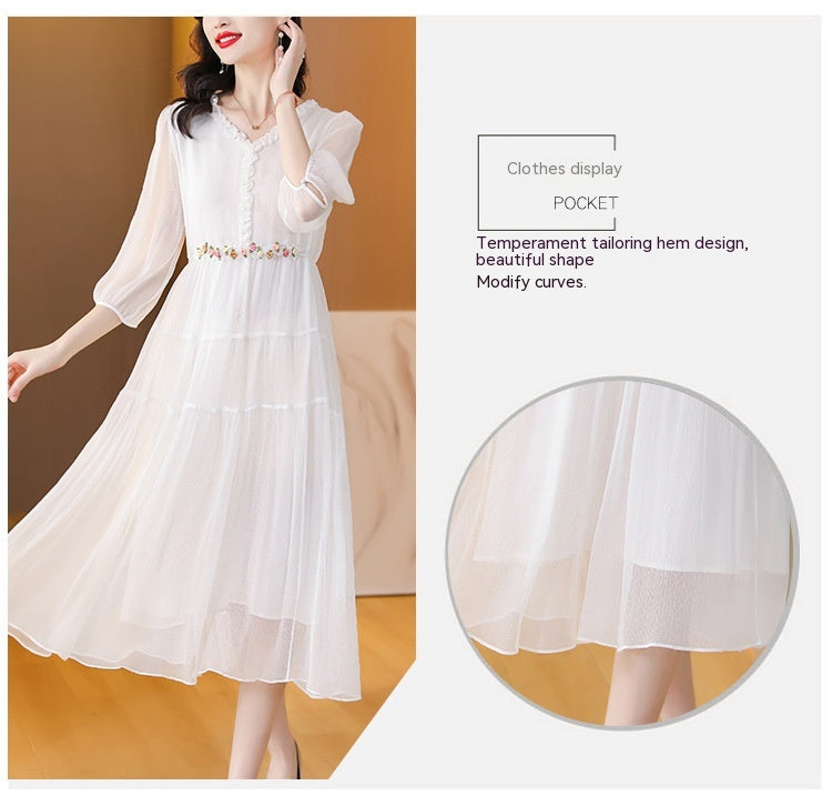 Women's Fashion Gentle Elegant Style Cinched Slimming Long Dress