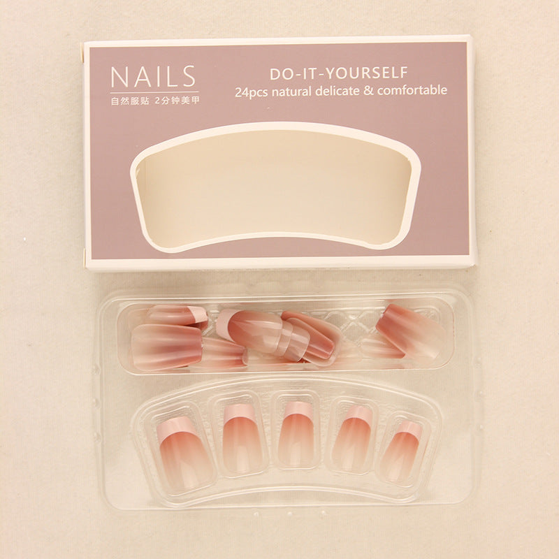 Handmade Wear Nail Tip Blush Gradient French Style