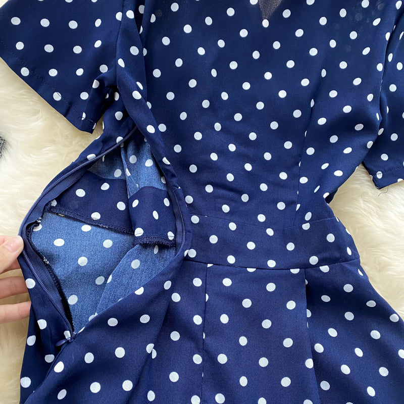 Women's Lightly Mature Polka Dot Contrasting-color Dress