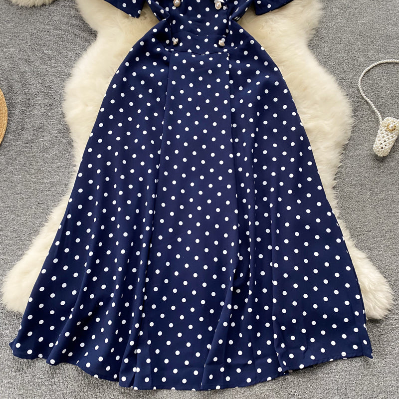 Women's Lightly Mature Polka Dot Contrasting-color Dress