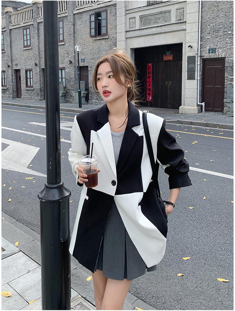 Color Matching Suit Jacket Female Loose Design Niche Small-sized