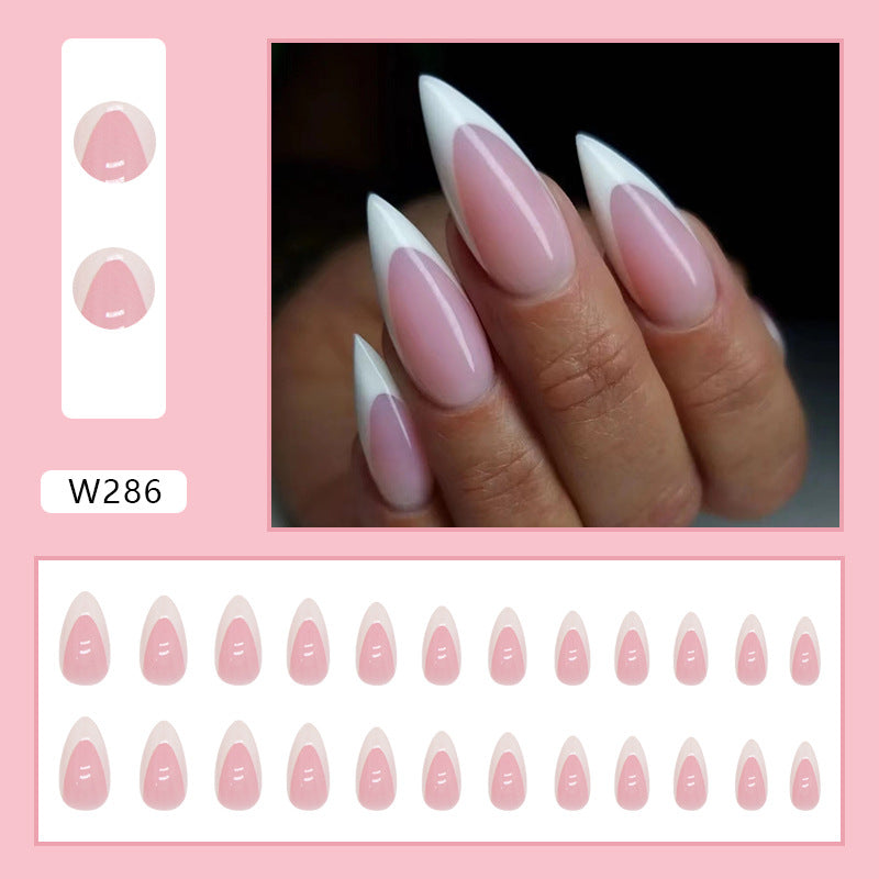 Simple Pure Desire White French Almond Nail Fashion All-match Wear Nail Finished Product