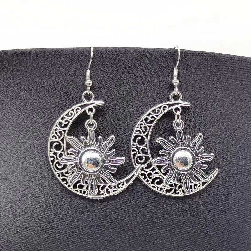 Fashion Hollowed-out Moon Sun Earrings