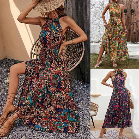 High-Waist Bohemian Dress for Women