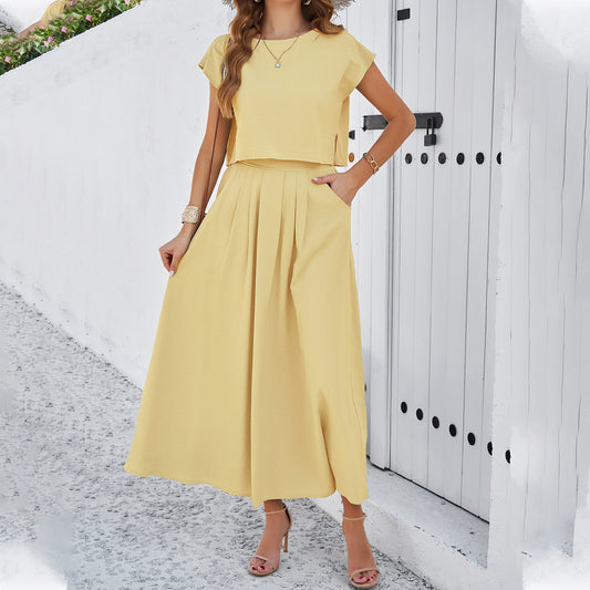 Minimalist Sleeveless Top and Long Skirt Set: Casual Elegance for Women