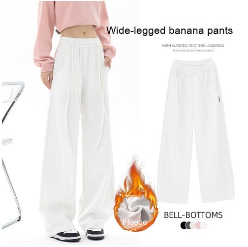 American Multi-Color Straight Wide Leg High-Waist Casual Banana Pants