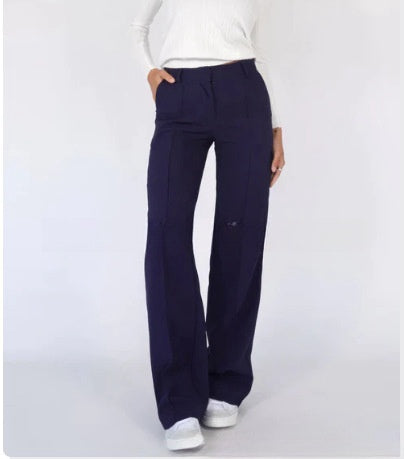 Women's Slim-Fit Straight Pants with Casual Design Stitching