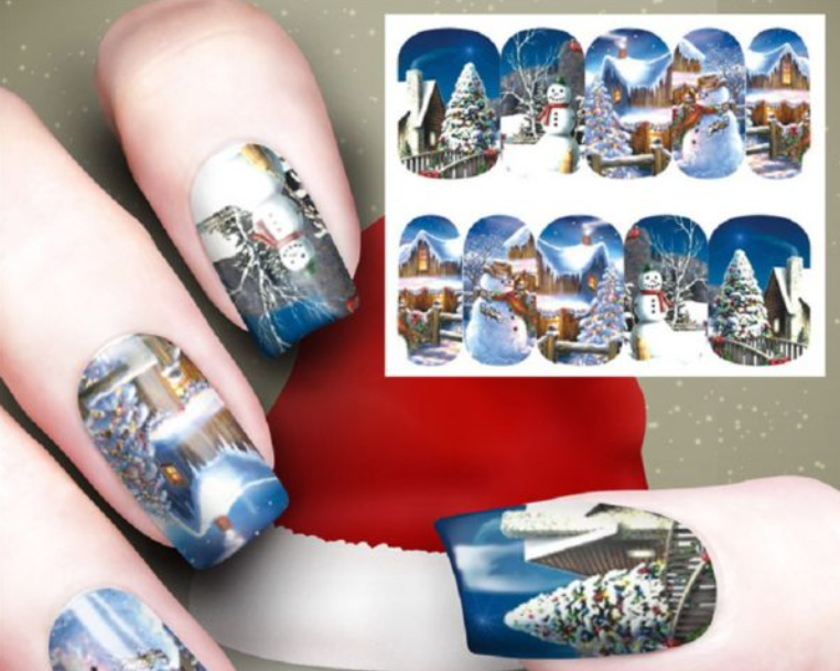 Festive Christmas Nail Art Water Transfer Decal Stickers