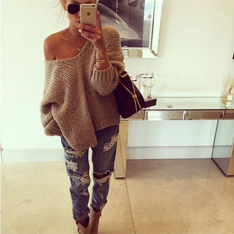 Women's Off-the-Shoulder Long Sleeve Sweater