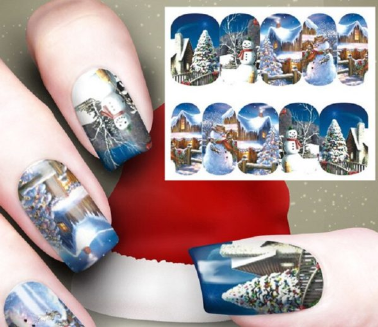 Festive Christmas Nail Art Water Transfer Decal Stickers