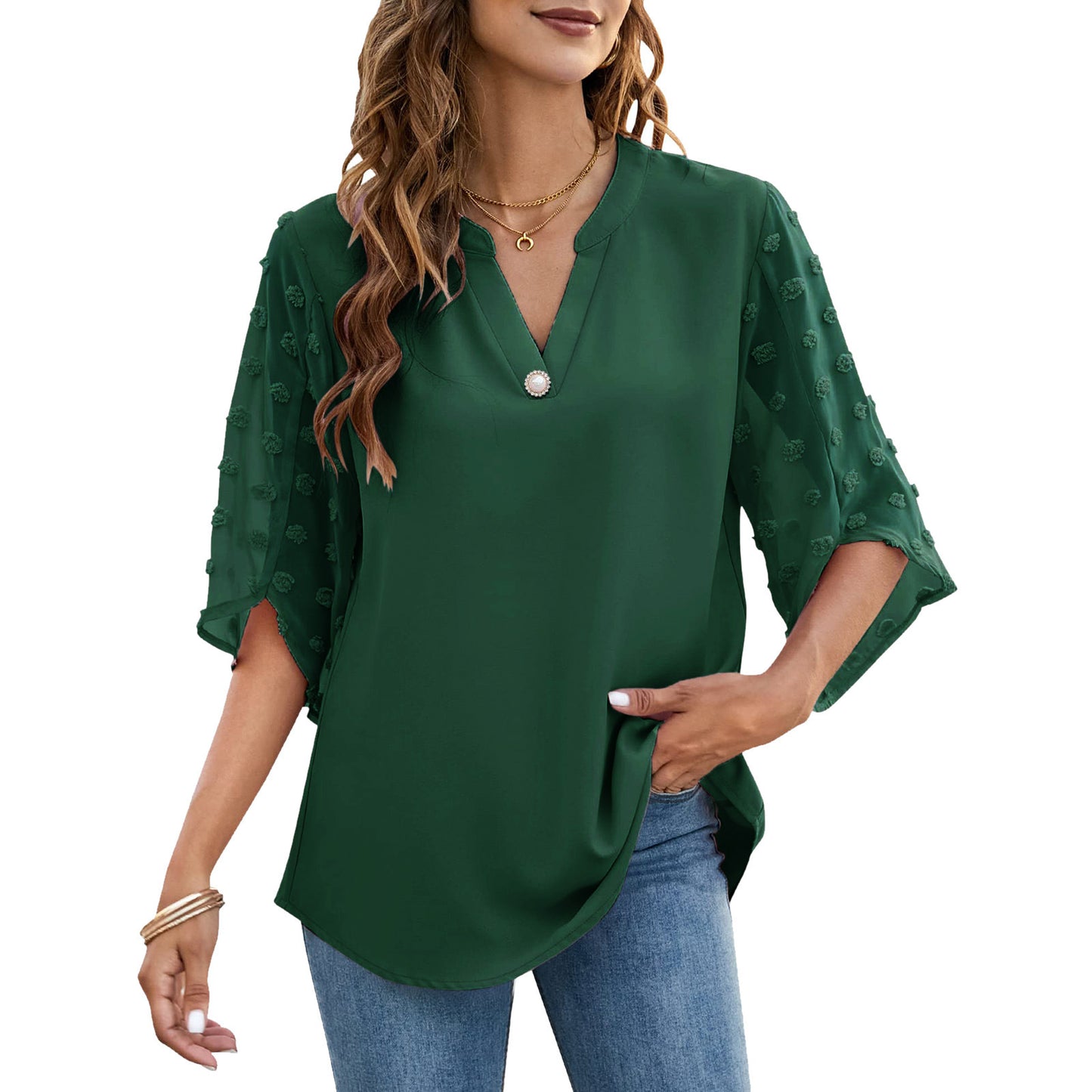 Casual Loose V-Neck Shirt Top – Comfortable and Stylish