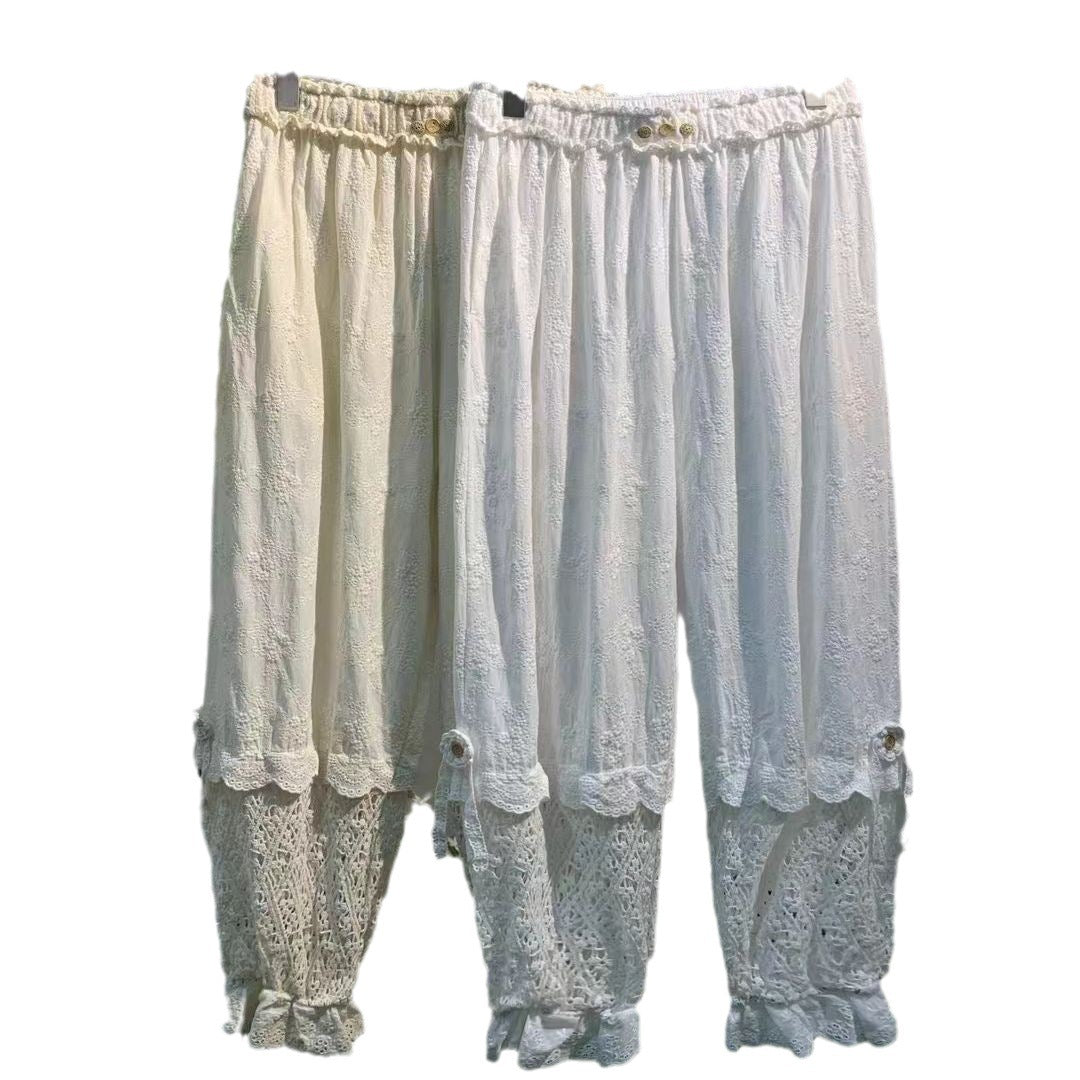 Forest Style Lantern Pants with Fully Hollowed-Out Embroidered Patchwork