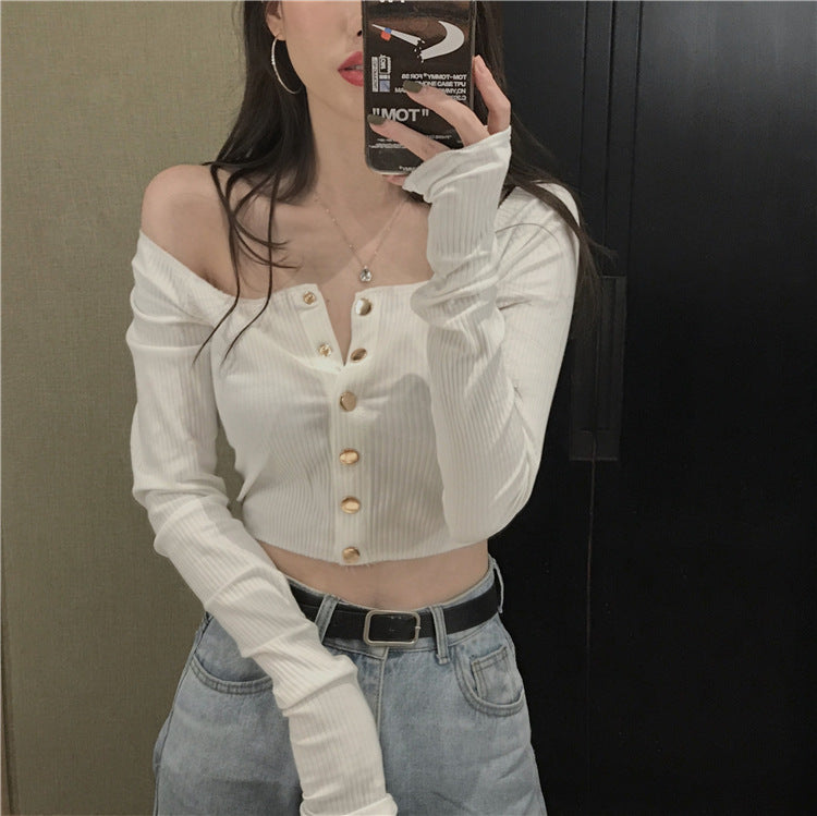 Small Slim High Waist Short Long Sleeve T-shirt