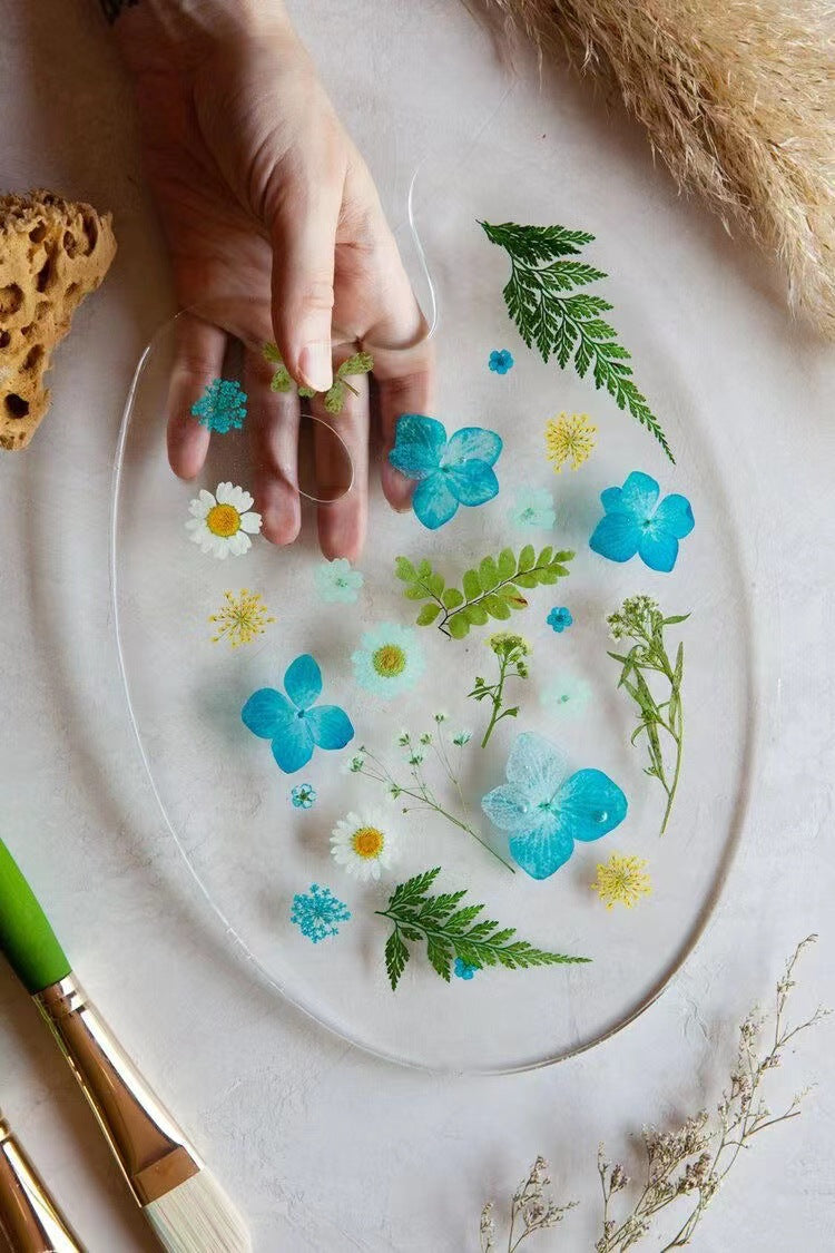 Acrylic Resin Real Dried Flowers Transparent Palette