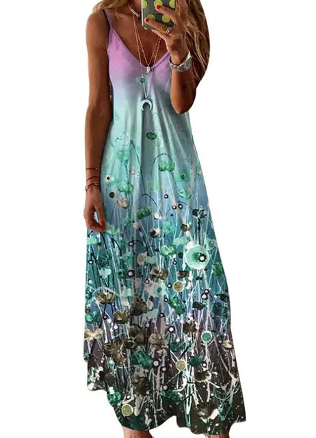 2024 Spring Summer Women's Sleeveless Flower Print Dress