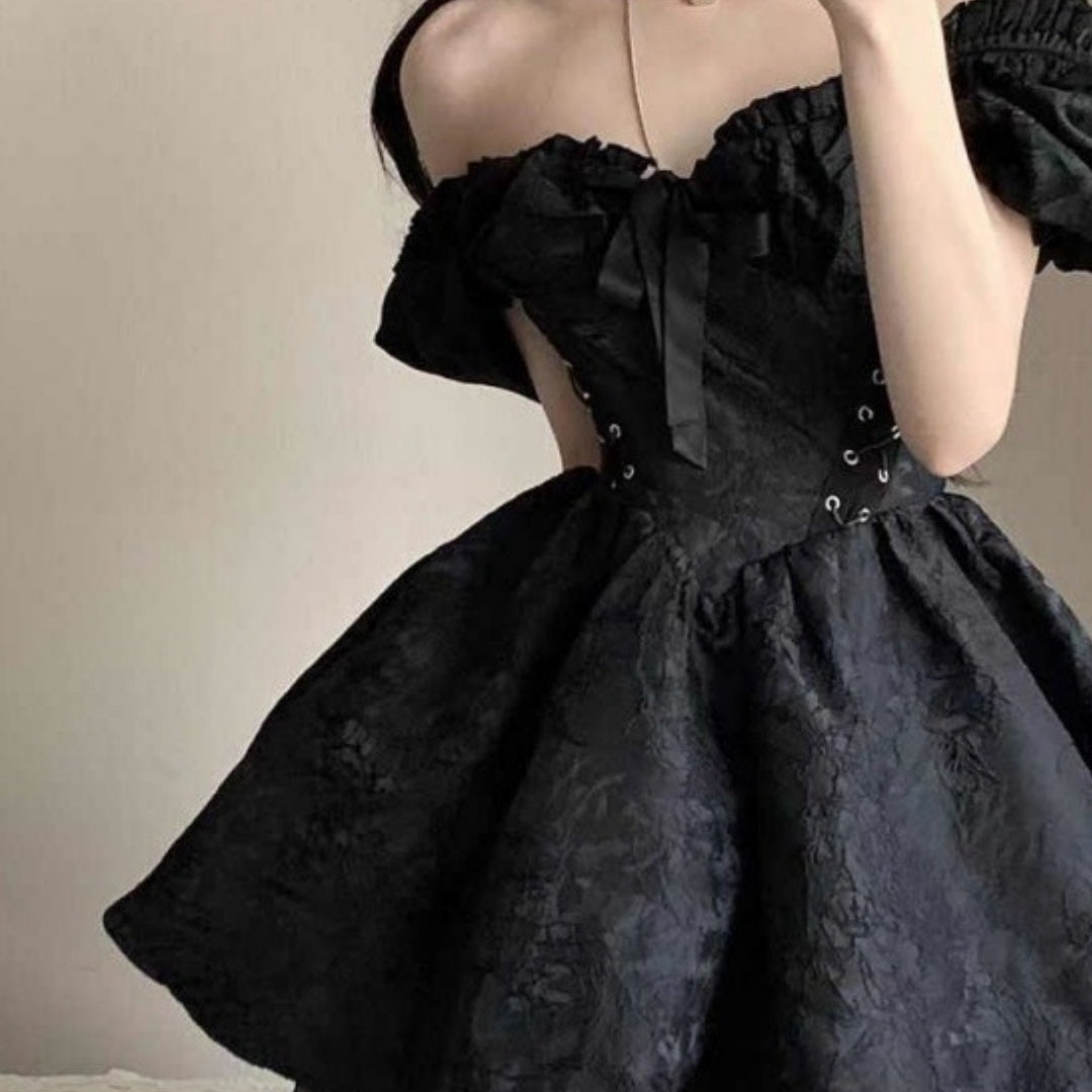 Women's French Black Mini Dress And High-end Dress