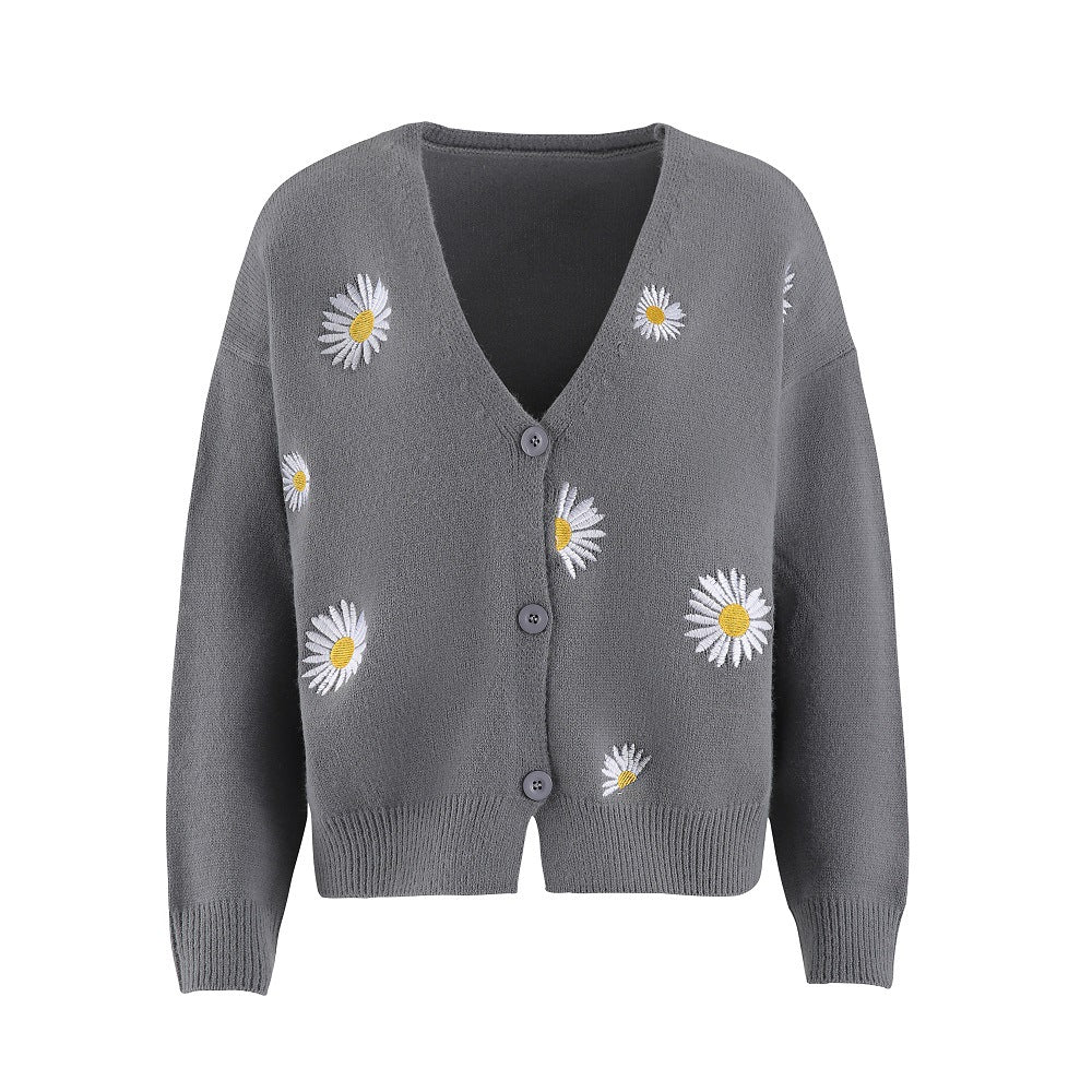 Women's Single-Breasted Cardigan Coat Chrysanthemum