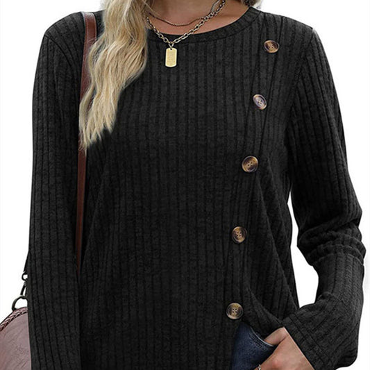 Solid Long Sleeve T-Shirt for Casual Autumn Fashion