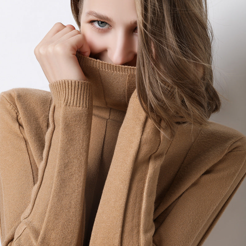 Wool Sweater featuring a Pile Collar and Slim