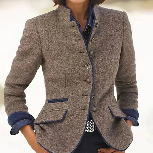Multi-button Color Matching Women's Woolen Jacket