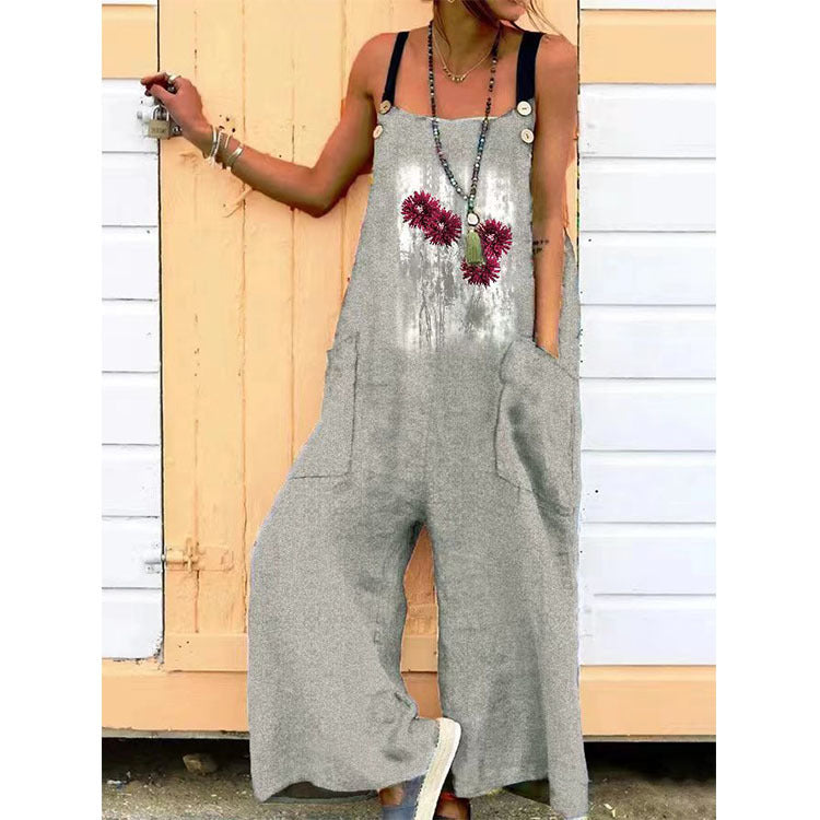 Women's Fashionable Simple Casual Printed Jumpsuit