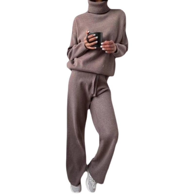 Casual Fashion Sweater Knitted Trousers Two-piece Suit