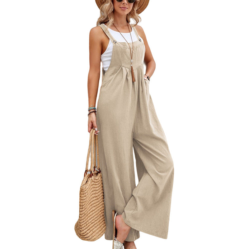 Hot-selling Women's Solid Color Casual Suspender Trousers Overall