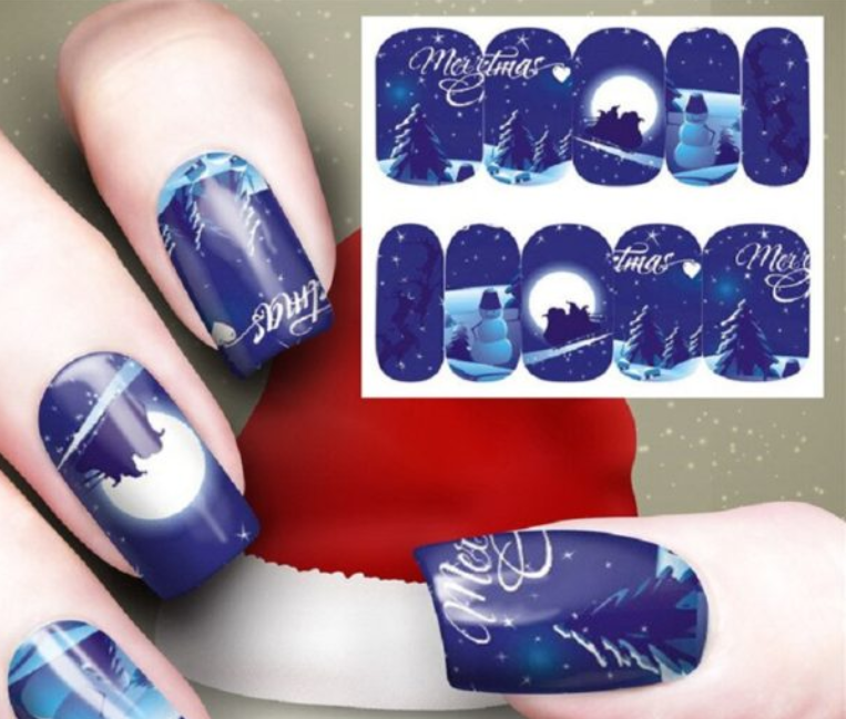 Festive Christmas Nail Art Water Transfer Decal Stickers