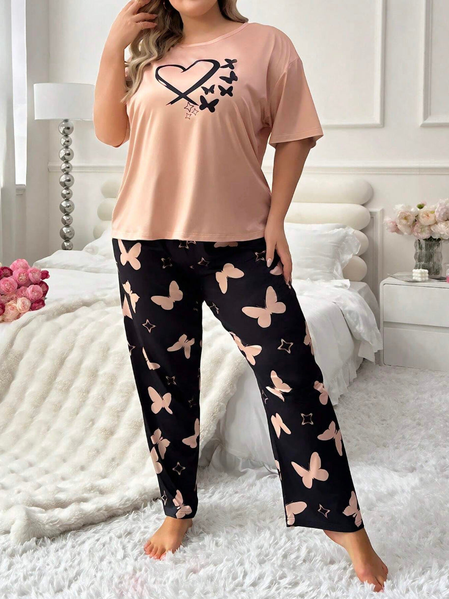 Plus Size Women's Pajama Homewear Suit with Trousers