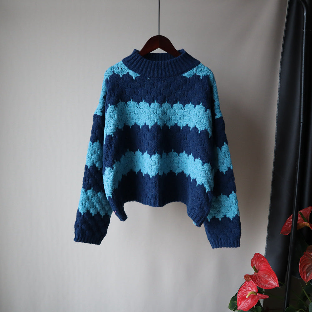 Retro Thick Sweater Contrast Striped Sweater