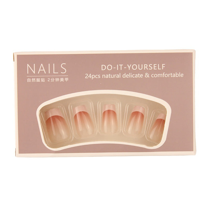 Handmade Wear Nail Tip Blush Gradient French Style