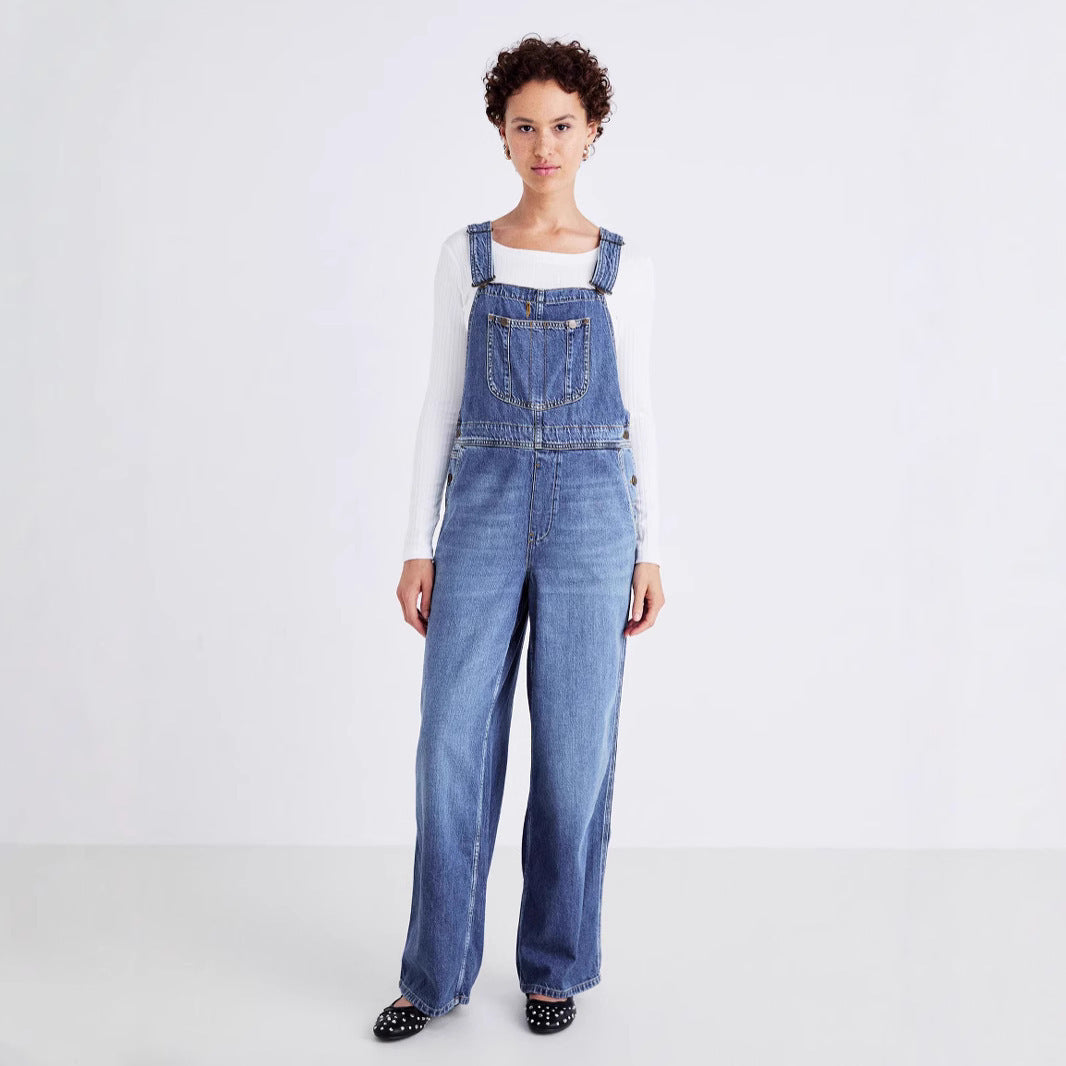 Fashionable Loose and Slimming Women's Denim Overalls