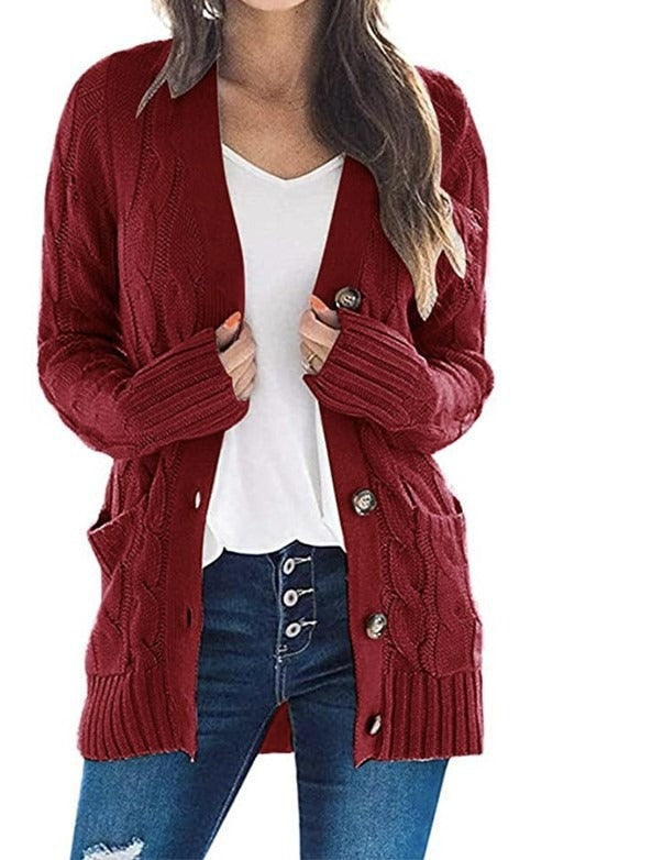 Autumn and winter hot selling sweaters, oversized cardigans, knitted sweaters, women's mid length jackets
