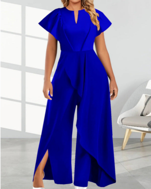 Women's V-neck Irregular Wide-leg Pants